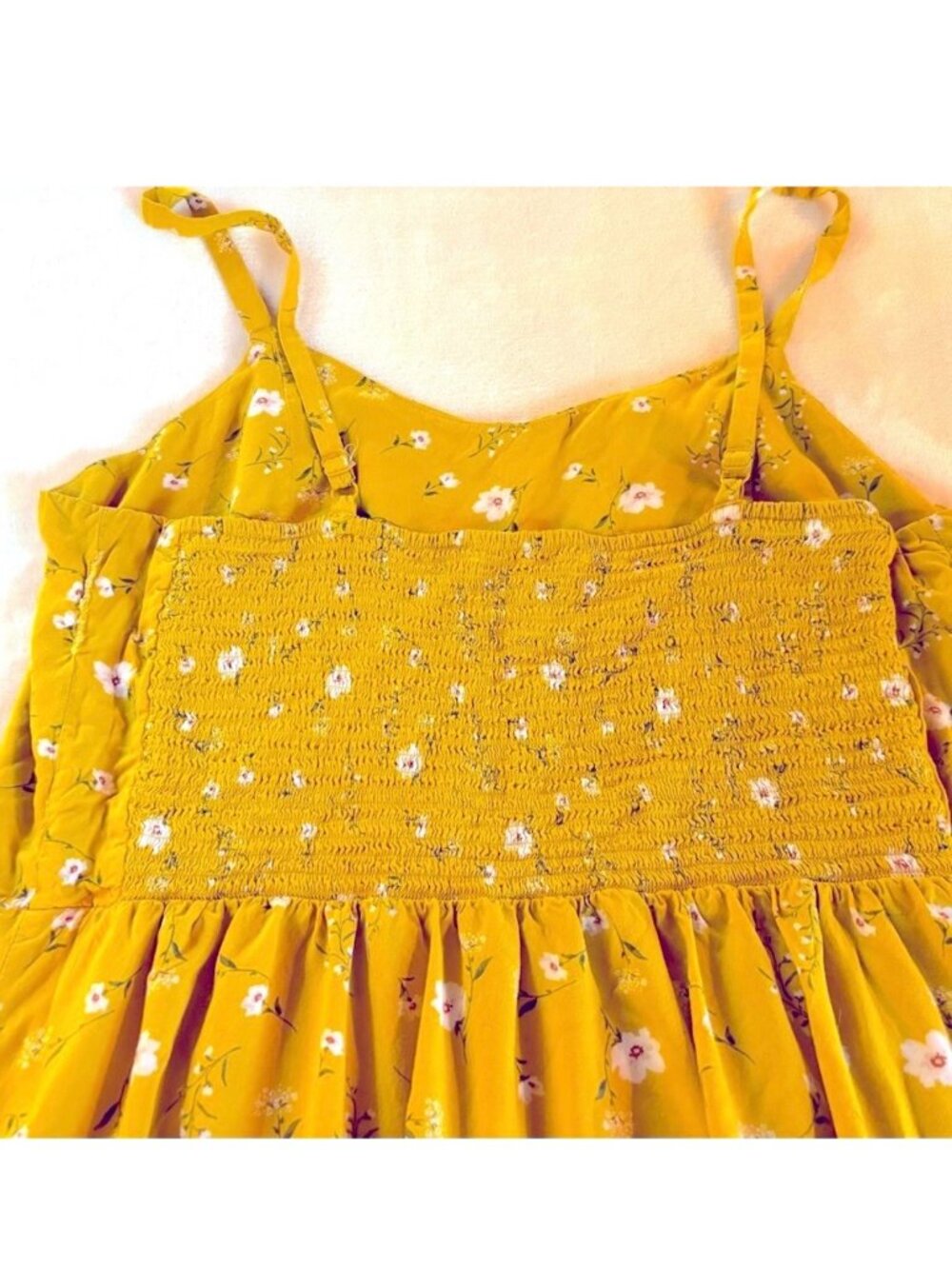 Yellow Floral Ruffled Mini Sun Dress - Picture 5 of 6